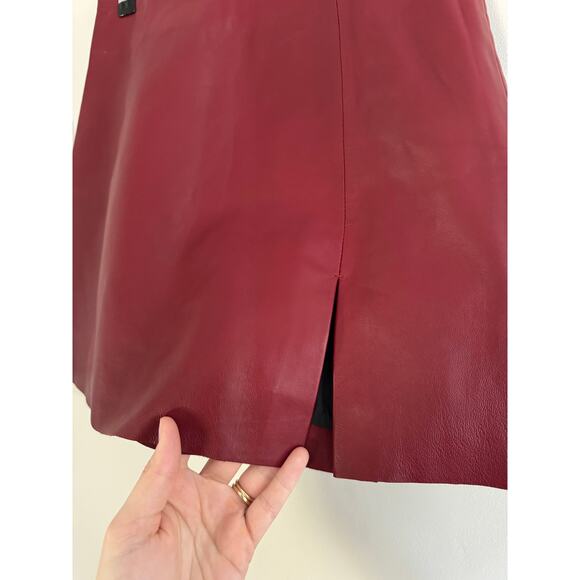 REFORMATION Veda Margie Crimson Red Leather Mini Skirt Size 4 - Picture 4 of 8